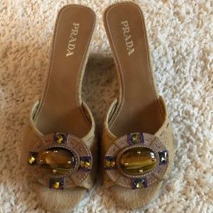 Pre owned Prada wedge sandals